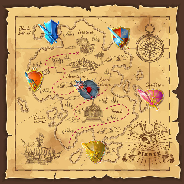 Cartoon Island Map Template - Vecteur, image