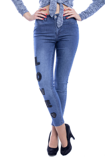 Ženské tělo část modré džíny - Fotografie, Obrázek