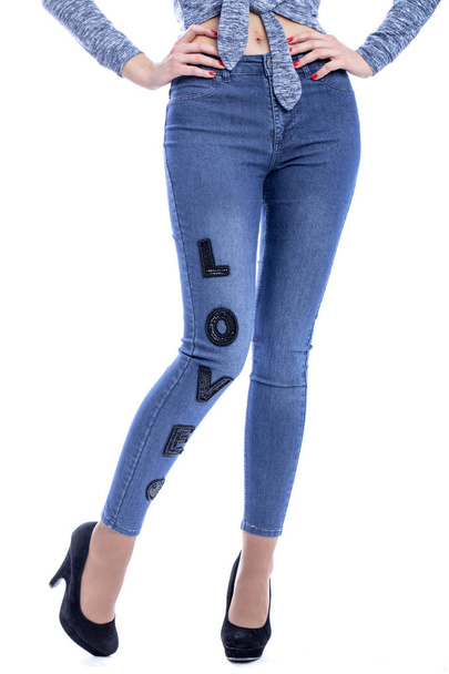 Female body part denim jeans - Foto, imagen