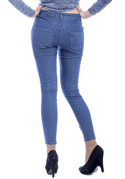 Female body part denim jeans, back view - Foto, Imagen