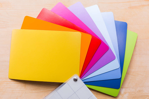 Color palette fan on wood desk - Photo, Image