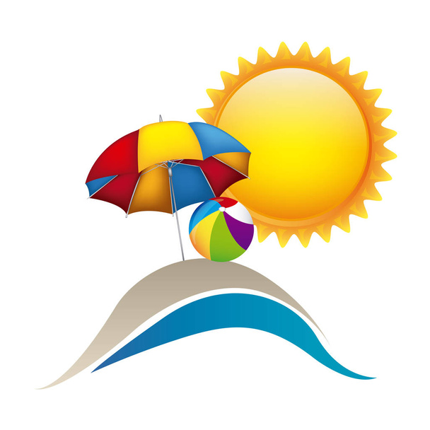 Symbol plaży z parasolem ikona - Wektor, obraz
