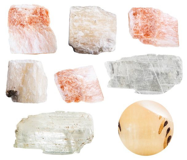 collection of various gypsum mineral stones - Photo, Image