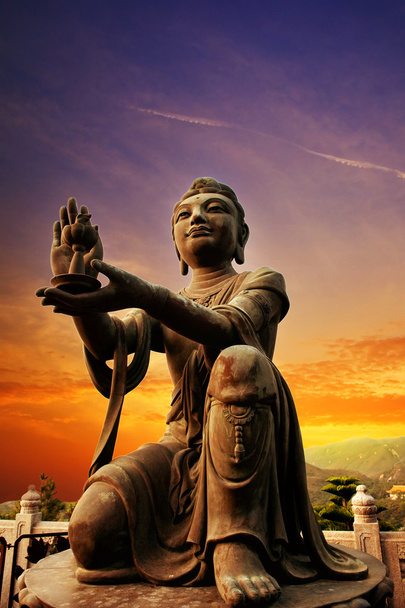 Buddhistic statue praising and making offerings to the Tian Tan Buddha (Hong kong, Lantau) - Photo, Image