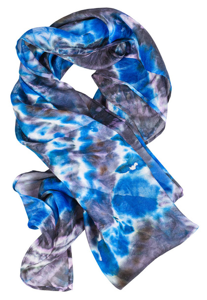 wrapped silk scarf with abstract blue pattern - Photo, Image