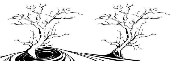 Vektor. Bezproblémové stylizované Kvetoucí strom se silnicí. Bezproblémové  - Vektor, obrázek