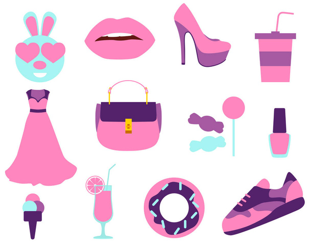 Set stickers Beauty and Fashion - Vector, Image
