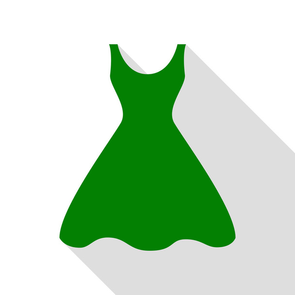 Woman dress sign. Green icon with flat style shadow path. - Vector, Image
