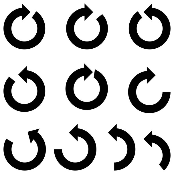 Zwarte pijlen met deel cirkels groot formaat. - Vector, afbeelding