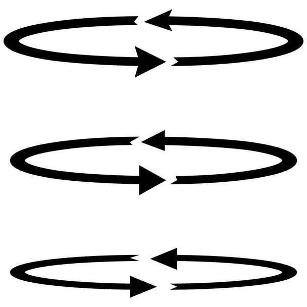 Tři černé šipky s částí kruhy v rovinnosti obousměrná. - Vektor, obrázek