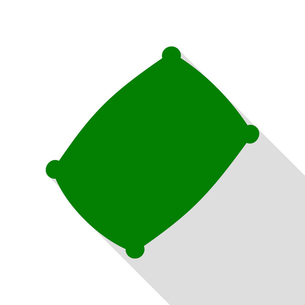 枕サイン イラスト。フラット スタイルのシャドウのパスと緑色のアイコン. - ベクター画像