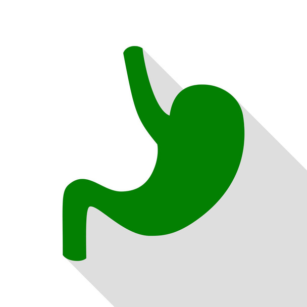 Emberi anatómia gyomor. Zöld ikon, a lapos stílusú shadow elérési út. - Vektor, kép