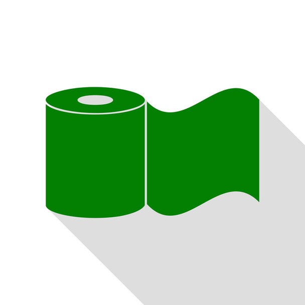 Toilet Paper sign. Green icon with flat style shadow path. - Vector, Image