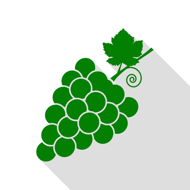 Виноград знак иллюстрации. Зеленая икона с плоским стилем теней
. - Вектор,изображение