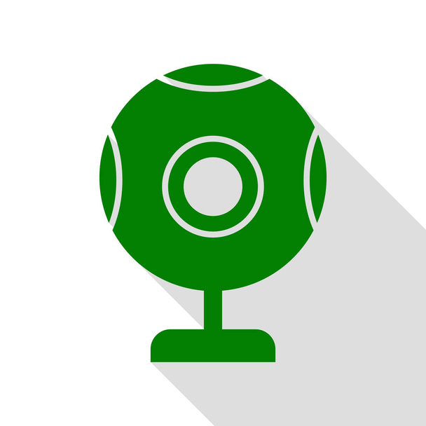 Chat Web-Kamera Zeichen. grünes Symbol mit flachem Schattenpfad. - Vektor, Bild