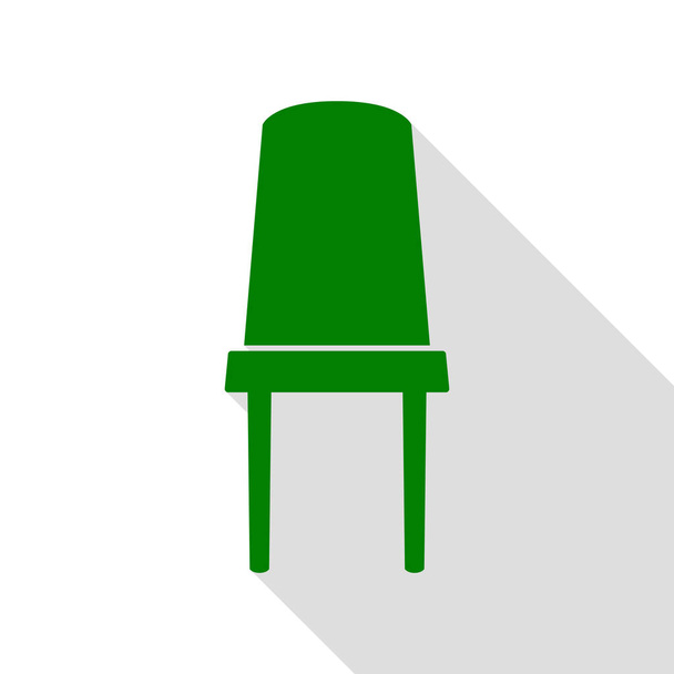 オフィスの椅子の印。フラット スタイルのシャドウのパスと緑色のアイコン. - ベクター画像
