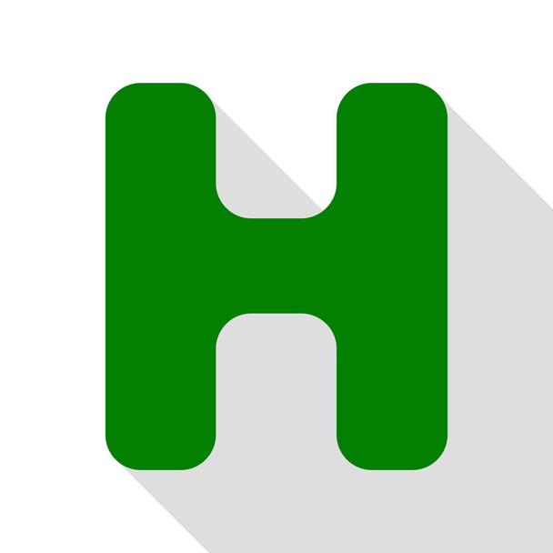 Letter H teken ontwerpen element sjabloon. Groen pictogram met vlakke stijl schaduw pad. - Vector, afbeelding