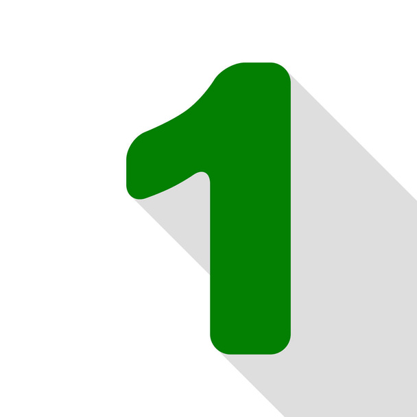Číslo 1 prvek šablony návrhu sign. Zelená ikona s ploché styl stínu cestou. - Vektor, obrázek