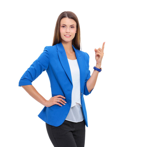 Portrait of young business woman pointing. - Φωτογραφία, εικόνα