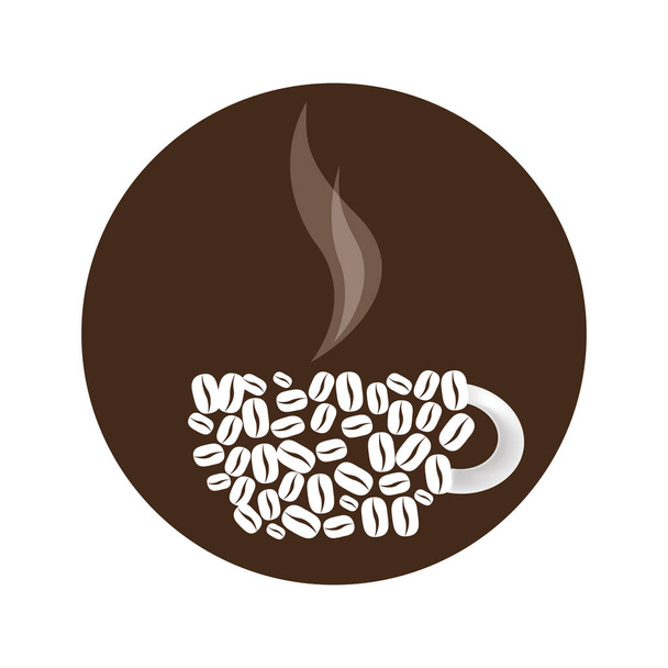 круглая форма с зерном в форме чашки кофе
 - Вектор,изображение