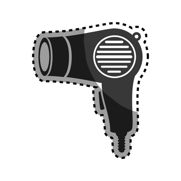 monocromático adesivo secador de cabelo utensílio penteado
 - Vetor, Imagem