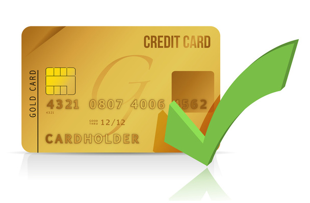 credit card and check mark - Valokuva, kuva