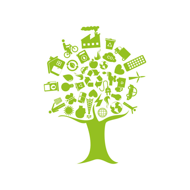 tree with enviroment of recycle and ecology - Vetor, Imagem