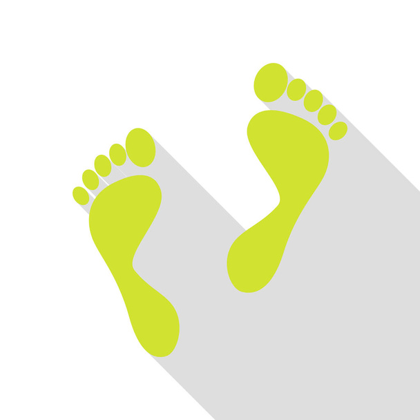 Foot prints sign. Pear icon with flat style shadow path. - Vector, Image
