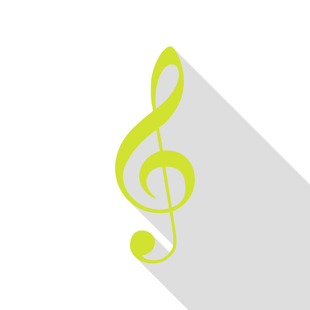 Music violin clef sign. G-clef. Treble clef. Pear icon with flat style shadow path. - Vector, Image