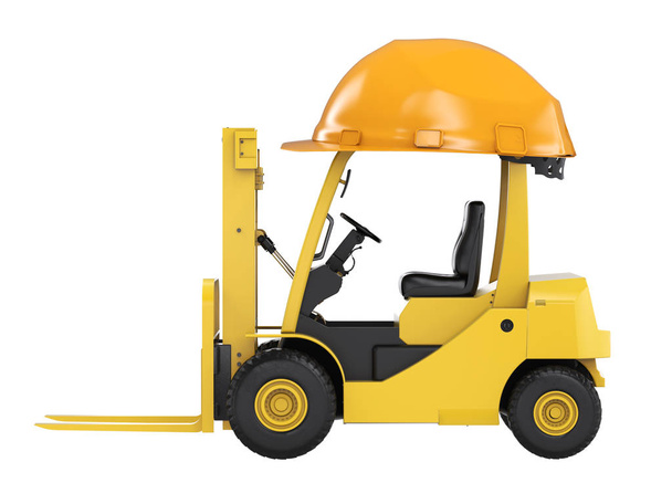 chariot élévateur avec casque jaune
 - Photo, image