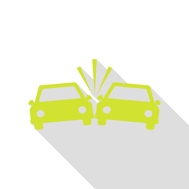 Crashed Cars sign. Pear icon with flat style shadow path. - Vector, Image