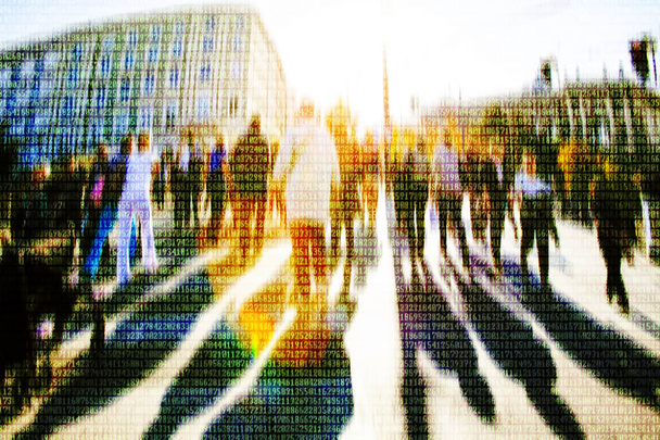 silhueta de pessoas de negócios networking no ciberespaço
  - Foto, Imagem
