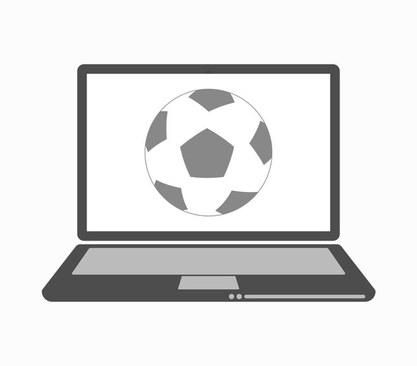 Isolated laptop with  a soccer ball - Vector, Image
