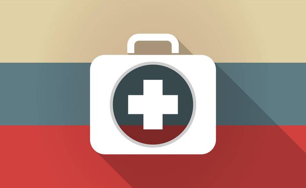 Long shadow Russia map with  a first aid kit icon - Vector, Image