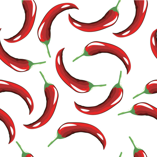 Seamless pattern of hot red pepper - Vecteur, image