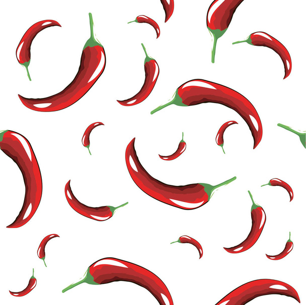 Seamless pattern of hot red pepper - Вектор,изображение