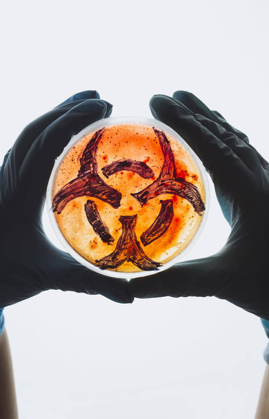 Petrischaal met biohazard symbool - Foto, afbeelding