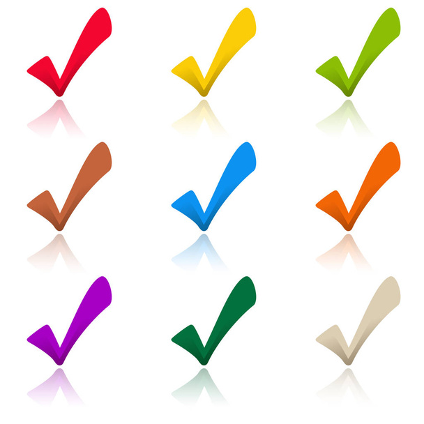 collection colored check marks - Vector, Image