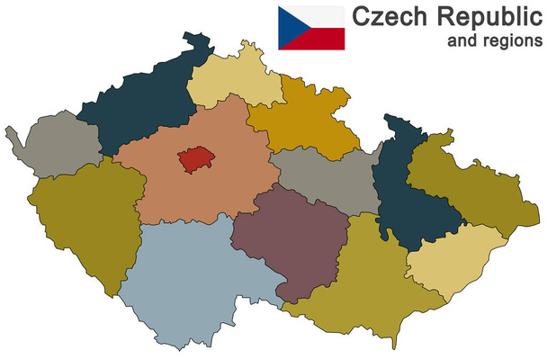 land Tsjechië en regio 's - Vector, afbeelding