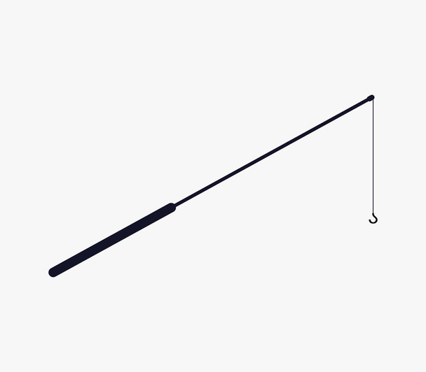 Icono de la caña de pescar ilustrado sobre un fondo blanco
 - Vector, Imagen