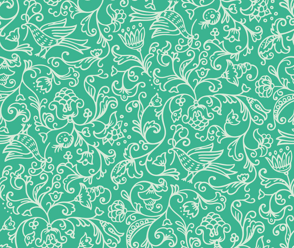 nahtlose florale Muster Hintergrund mit Vögeln und Blumen - Vektor, Bild
