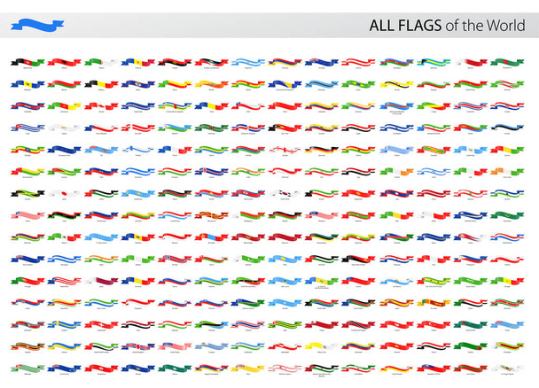 Banderas de vectores de cinta todo el mundo - Colección
 - Vector, Imagen