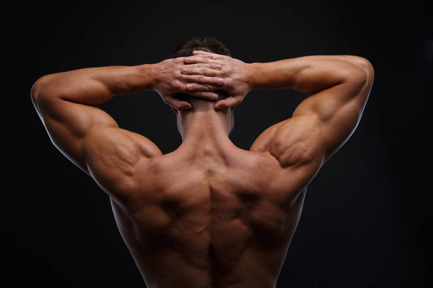 The back view of torso of attractive male body builder - Foto, Imagem