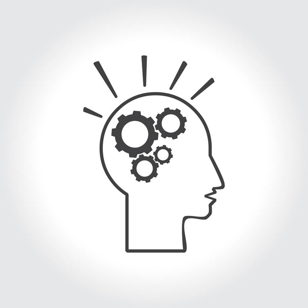 Gears in head business icon - Vector, Image