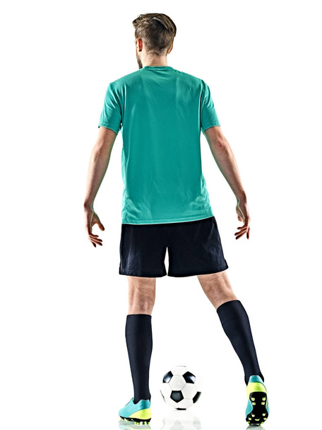 one soccer player man standing isolated white background - Foto, imagen