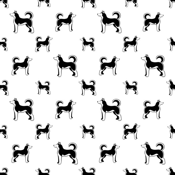 Siberian husky dog seamless background. - Vector, Image