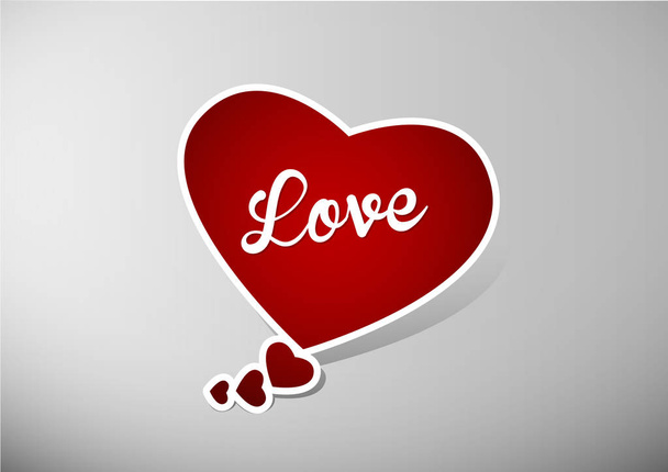 Valentine heart speech bubble with white Love text. - Vector, Imagen