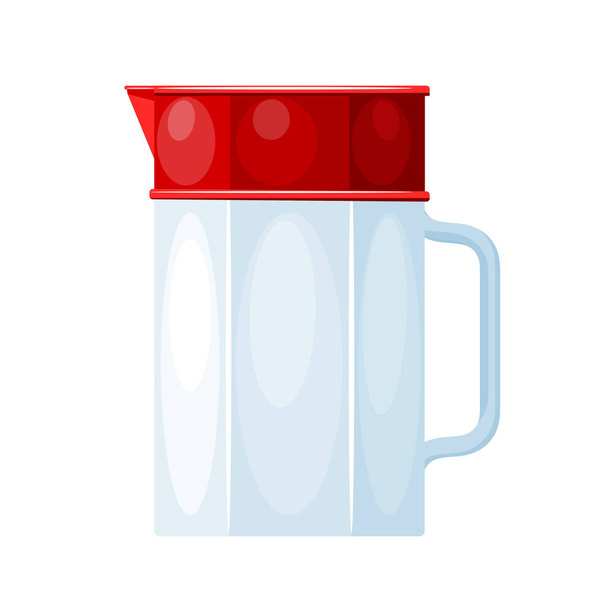 Modern glass decanter with a red cap on a white background. Stoc - Vector, Imagen