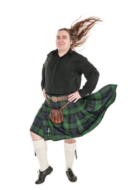 Uomo scozzese in costume nazionale tradizionale con forno soffiante
  - Foto, immagini