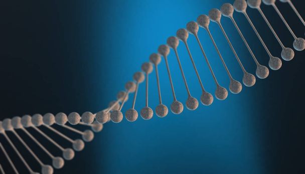 DNA σε έγχρωμο φόντο και διάφορα υλικά, 3d καθιστούν εικονογράφηση - Φωτογραφία, εικόνα
